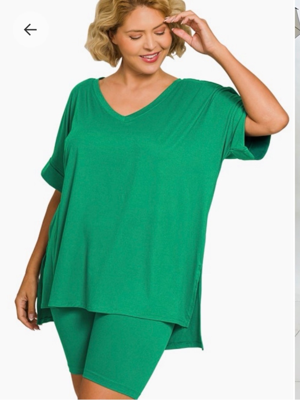Relaxed V-Neck Tunic Top and pants loungeset in Emerald Green